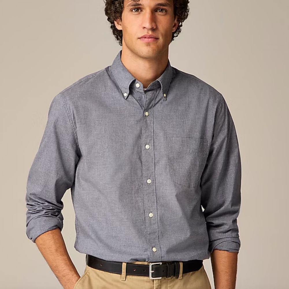 J. Crew Men's Button Down Classic Fit Shirt in Gray Size Large